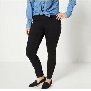 Denim & Co Cozy Touch Denim Regular Pull On Jeggings Size 2 Black NEW